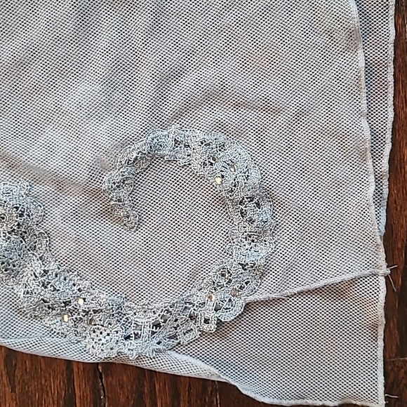Victoria's Secret Sheer Mesh Lace Rhinestones Silk Blend Tank Seafoam Blue Sz S - Picture 7 of 11